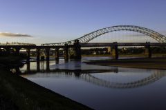 No.45690 "Leander" crossing Widnes Runcorn rail bridge