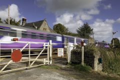 NR Cl.150 DMU at Chapel Lane Crossing, Parbold, Lancs