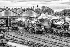 Early evening on shed: GWR 2999, 6697, 6023 & 2822 at Didcot